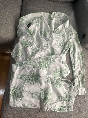 🍍Desmond & Dempsey Pineapple Print Cotton Pajama Set Small Port
